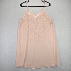 Zeus Chemise M Slip Nightgown Lingerie Sheer 90s Vtg Nightie Y2k 00s Embroidery